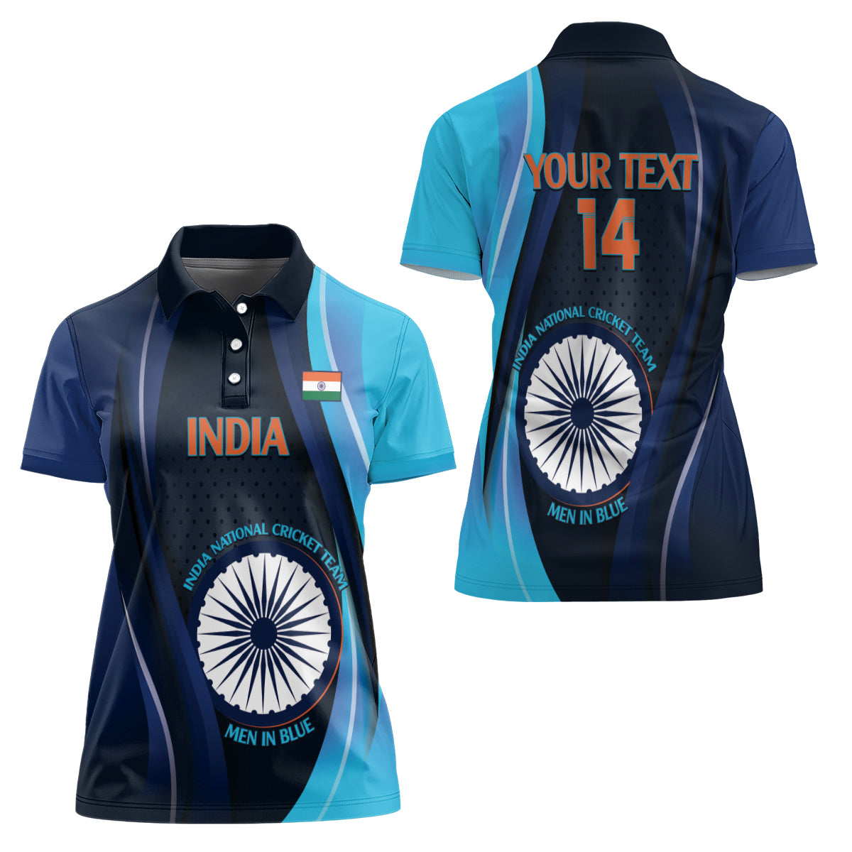 Custom India Cricket Women Polo Shirt 2024 World Cup Go Men in Blue - Wonder Print Shop