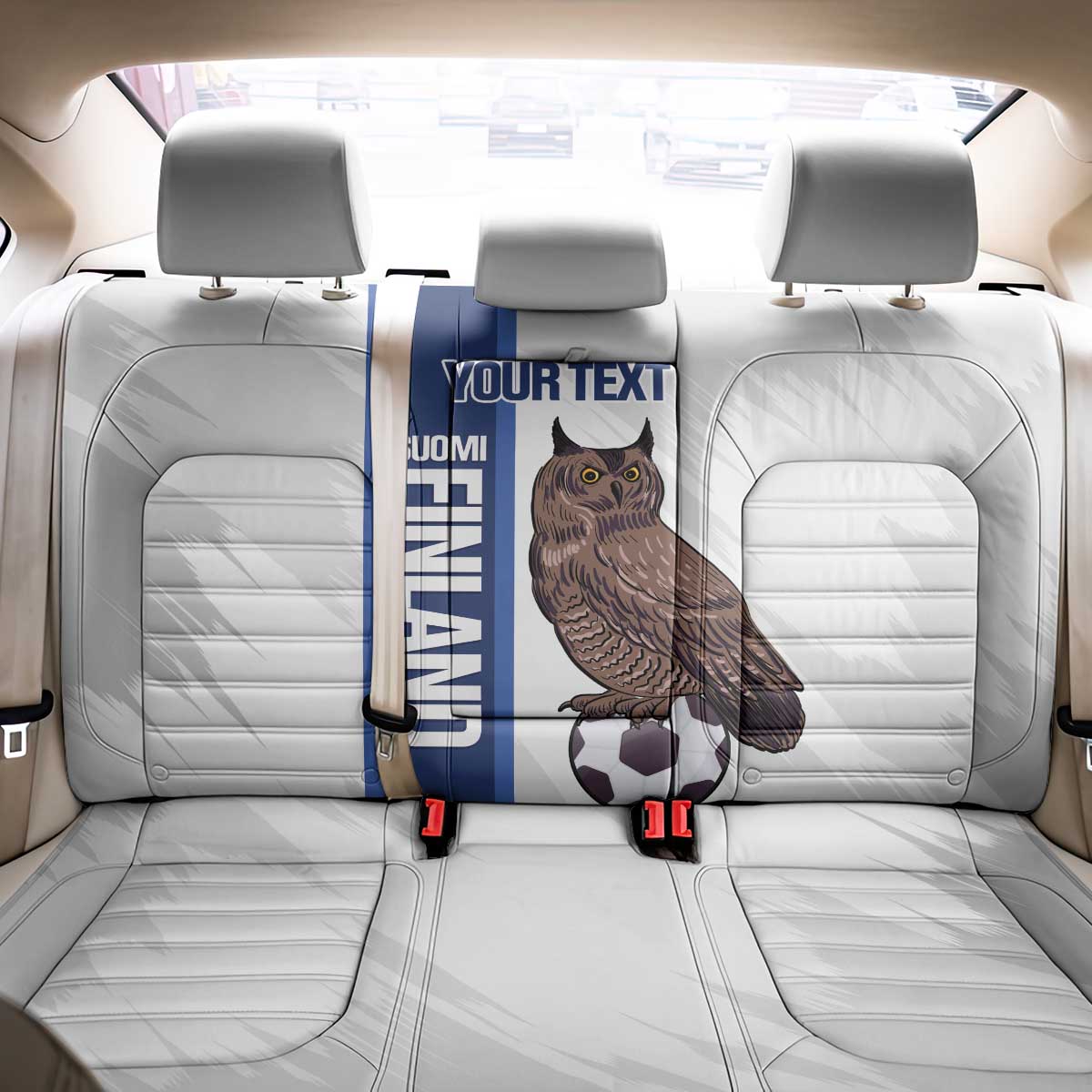 Custom Finland Football Back Car Seat Cover Suomi Come On Huuhkajat