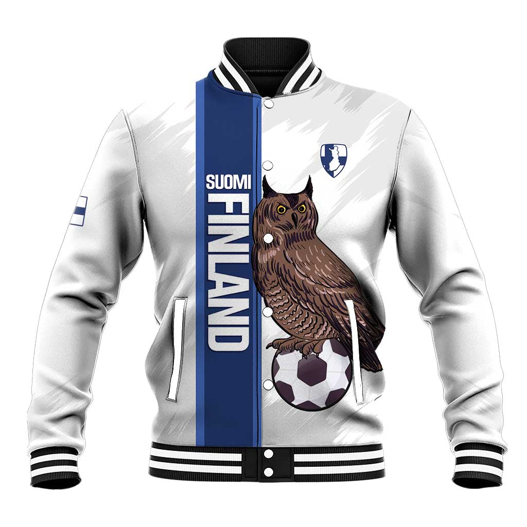 Custom Finland Football Baseball Jacket Suomi Come On Huuhkajat