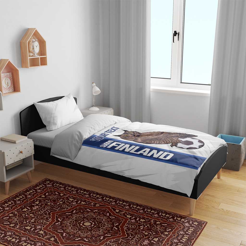 Custom Finland Football Bedding Set Suomi Come On Huuhkajat