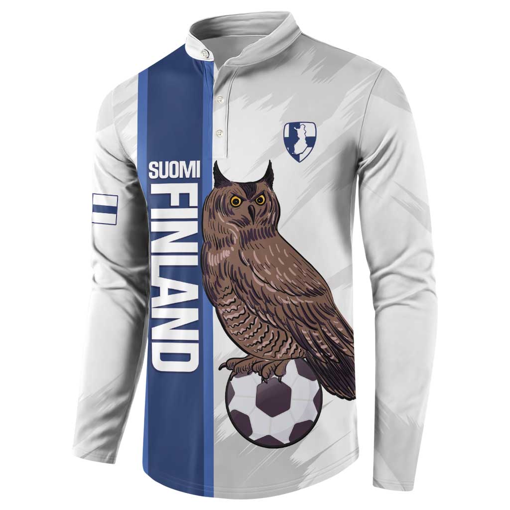 Custom Finland Football Button Sweatshirt Suomi Come On Huuhkajat