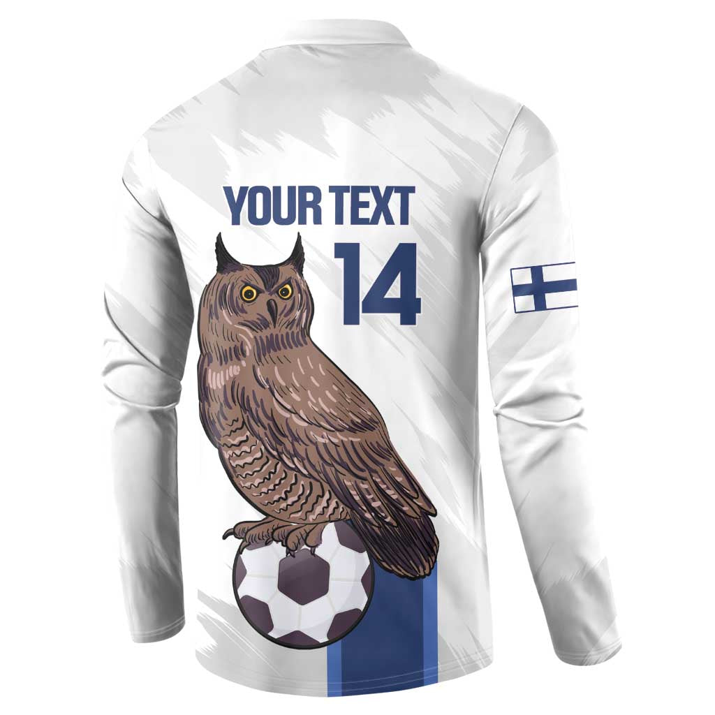 Custom Finland Football Button Sweatshirt Suomi Come On Huuhkajat