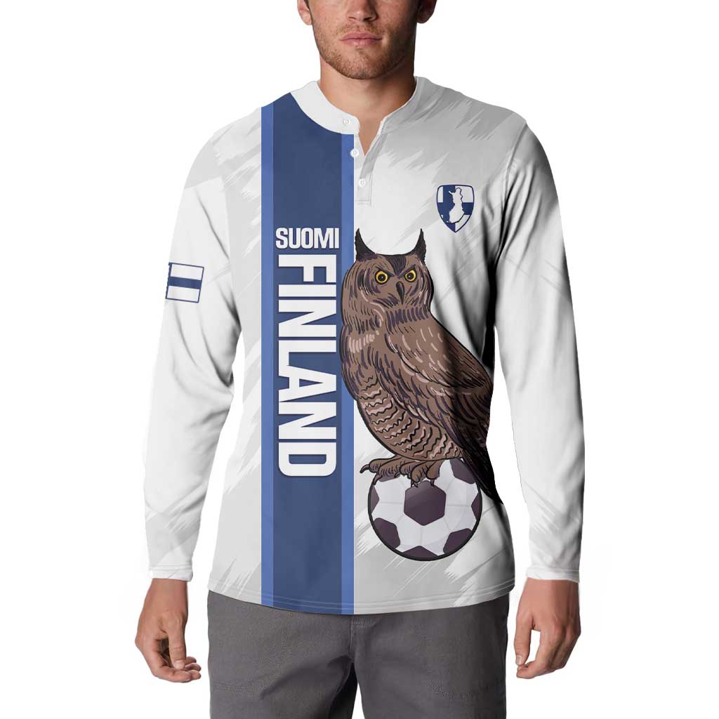 Custom Finland Football Button Sweatshirt Suomi Come On Huuhkajat