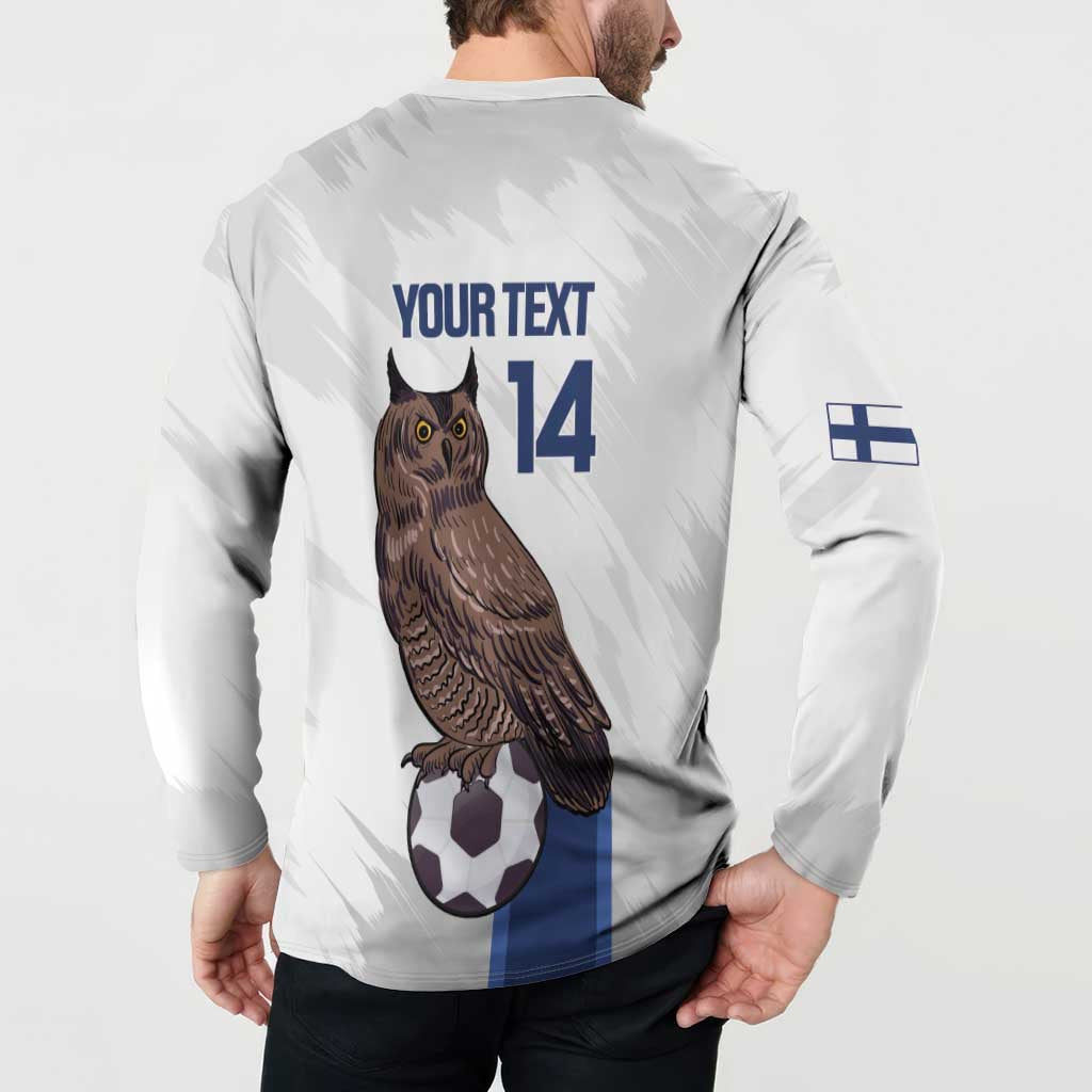 Custom Finland Football Button Sweatshirt Suomi Come On Huuhkajat