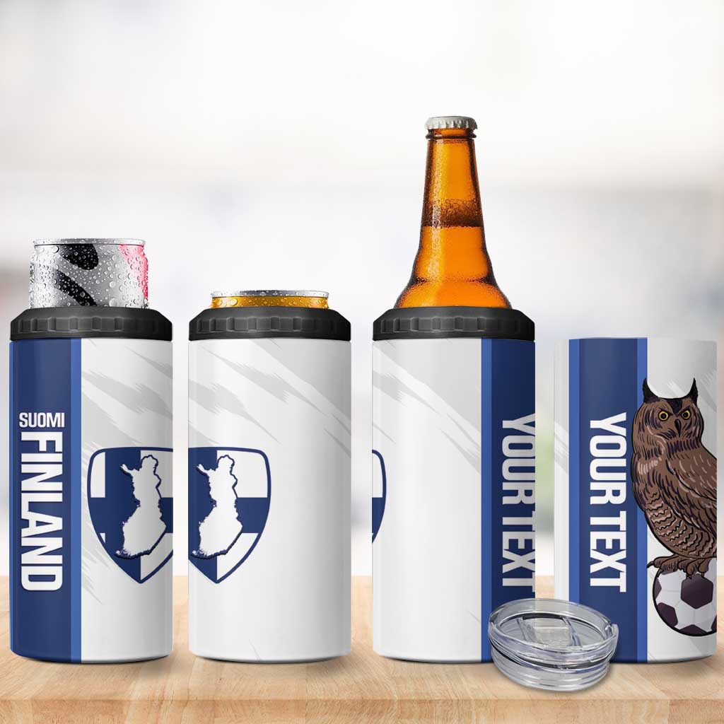 Custom Finland Football 4 in 1 Can Cooler Tumbler Suomi Come On Huuhkajat