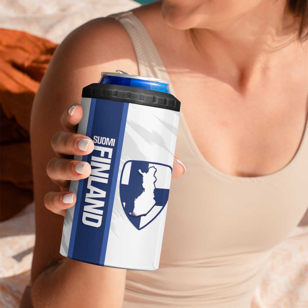 Custom Finland Football 4 in 1 Can Cooler Tumbler Suomi Come On Huuhkajat