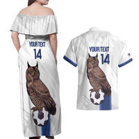 Custom Finland Football Couples Matching Off Shoulder Maxi Dress and Hawaiian Shirt Suomi Come On Huuhkajat