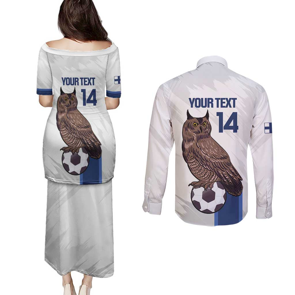Custom Finland Football Couples Matching Puletasi and Long Sleeve Button Shirt Suomi Come On Huuhkajat