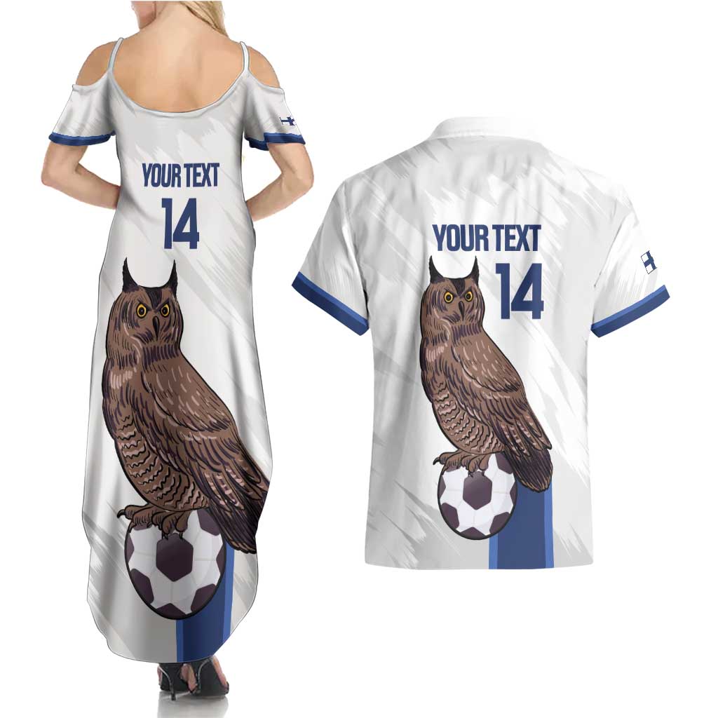 Custom Finland Football Couples Matching Summer Maxi Dress and Hawaiian Shirt Suomi Come On Huuhkajat