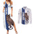 Custom Finland Football Couples Matching Summer Maxi Dress and Long Sleeve Button Shirt Suomi Come On Huuhkajat
