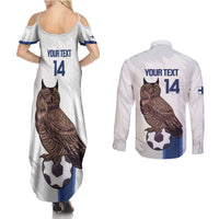 Custom Finland Football Couples Matching Summer Maxi Dress and Long Sleeve Button Shirt Suomi Come On Huuhkajat
