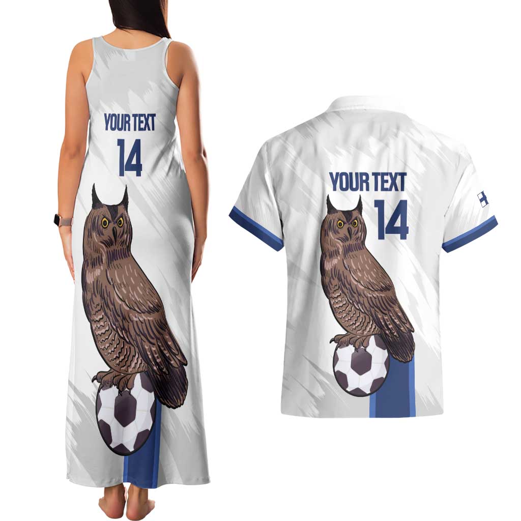 Custom Finland Football Couples Matching Tank Maxi Dress and Hawaiian Shirt Suomi Come On Huuhkajat