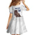 Custom Finland Football Family Matching Off The Shoulder Long Sleeve Dress and Hawaiian Shirt Suomi Come On Huuhkajat