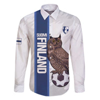 Custom Finland Football Family Matching Off The Shoulder Long Sleeve Dress and Hawaiian Shirt Suomi Come On Huuhkajat