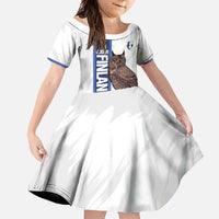 Custom Finland Football Family Matching Off Shoulder Maxi Dress and Hawaiian Shirt Suomi Come On Huuhkajat