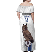 Custom Finland Football Family Matching Off Shoulder Maxi Dress and Hawaiian Shirt Suomi Come On Huuhkajat