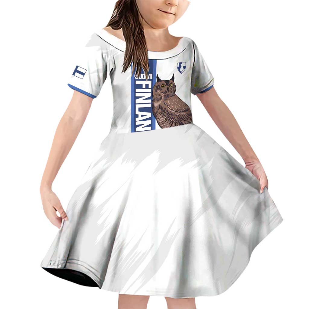 Custom Finland Football Family Matching Off Shoulder Short Dress and Hawaiian Shirt Suomi Come On Huuhkajat