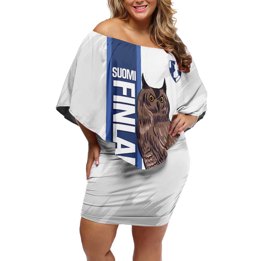 Custom Finland Football Family Matching Off Shoulder Short Dress and Hawaiian Shirt Suomi Come On Huuhkajat
