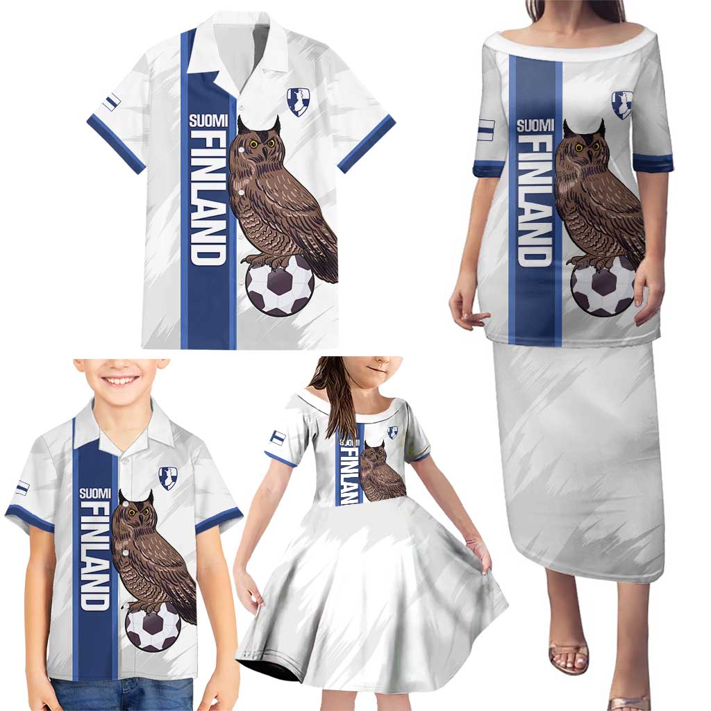 Custom Finland Football Family Matching Puletasi and Hawaiian Shirt Suomi Come On Huuhkajat