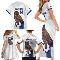 Custom Finland Football Family Matching Short Sleeve Bodycon Dress and Hawaiian Shirt Suomi Come On Huuhkajat
