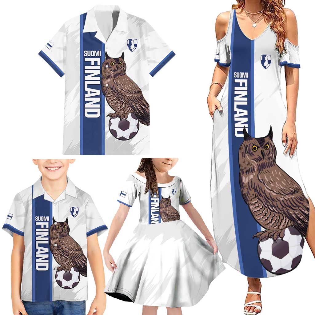 Custom Finland Football Family Matching Summer Maxi Dress and Hawaiian Shirt Suomi Come On Huuhkajat