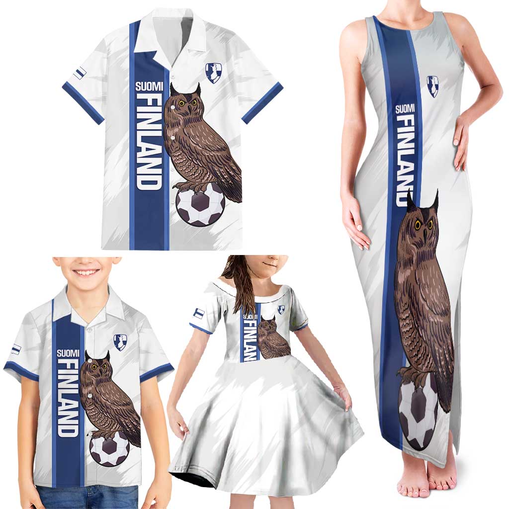 Custom Finland Football Family Matching Tank Maxi Dress and Hawaiian Shirt Suomi Come On Huuhkajat