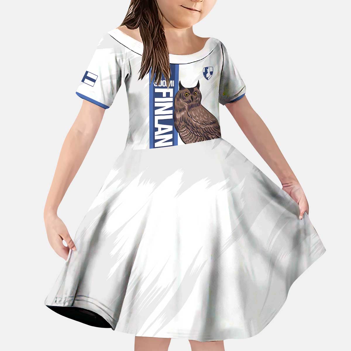 Custom Finland Football Kid Short Sleeve Dress Suomi Come On Huuhkajat