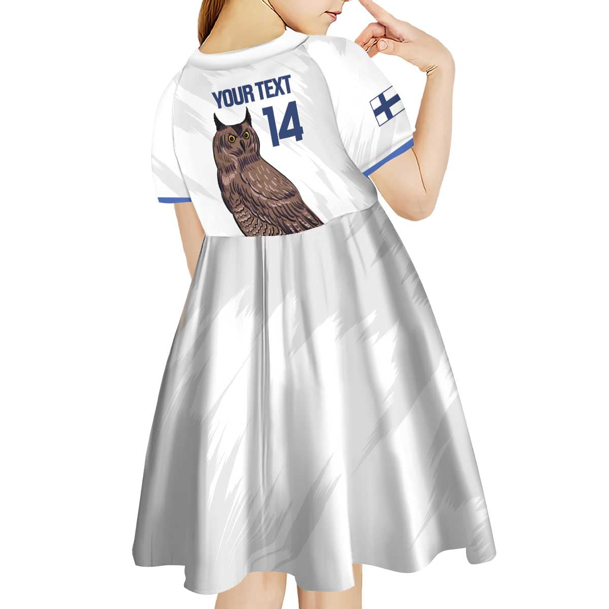 Custom Finland Football Kid Short Sleeve Dress Suomi Come On Huuhkajat