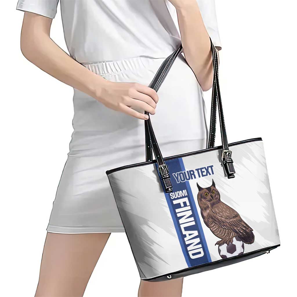 Custom Finland Football Leather Tote Bag Suomi Come On Huuhkajat