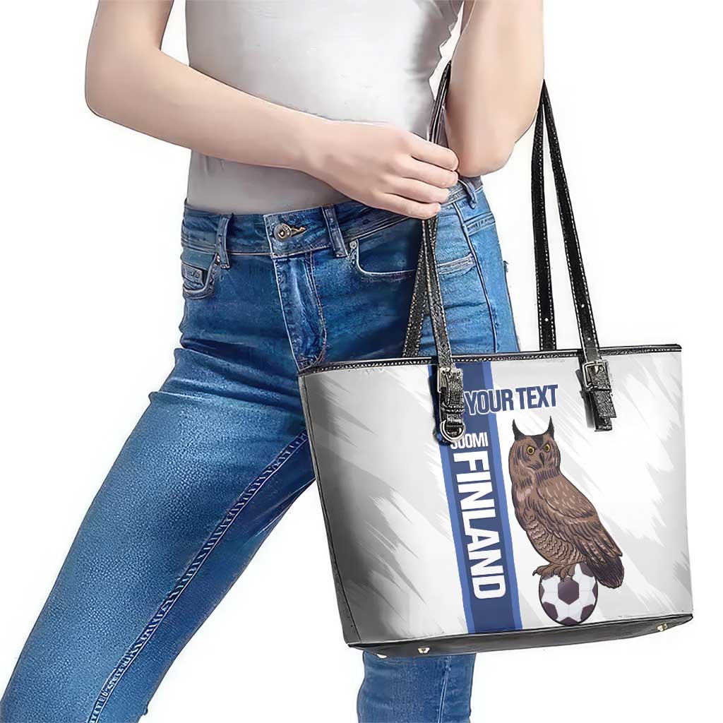 Custom Finland Football Leather Tote Bag Suomi Come On Huuhkajat