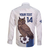 Custom Finland Football Long Sleeve Button Shirt Suomi Come On Huuhkajat