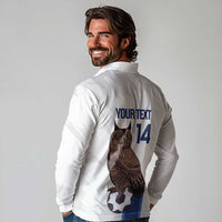 Custom Finland Football Long Sleeve Polo Shirt Suomi Come On Huuhkajat