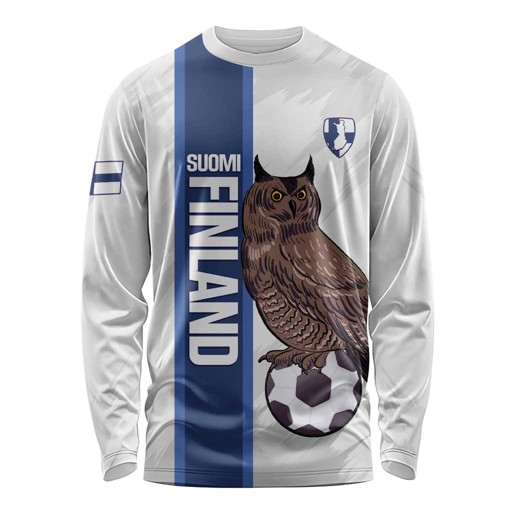 Custom Finland Football Long Sleeve Shirt Suomi Come On Huuhkajat