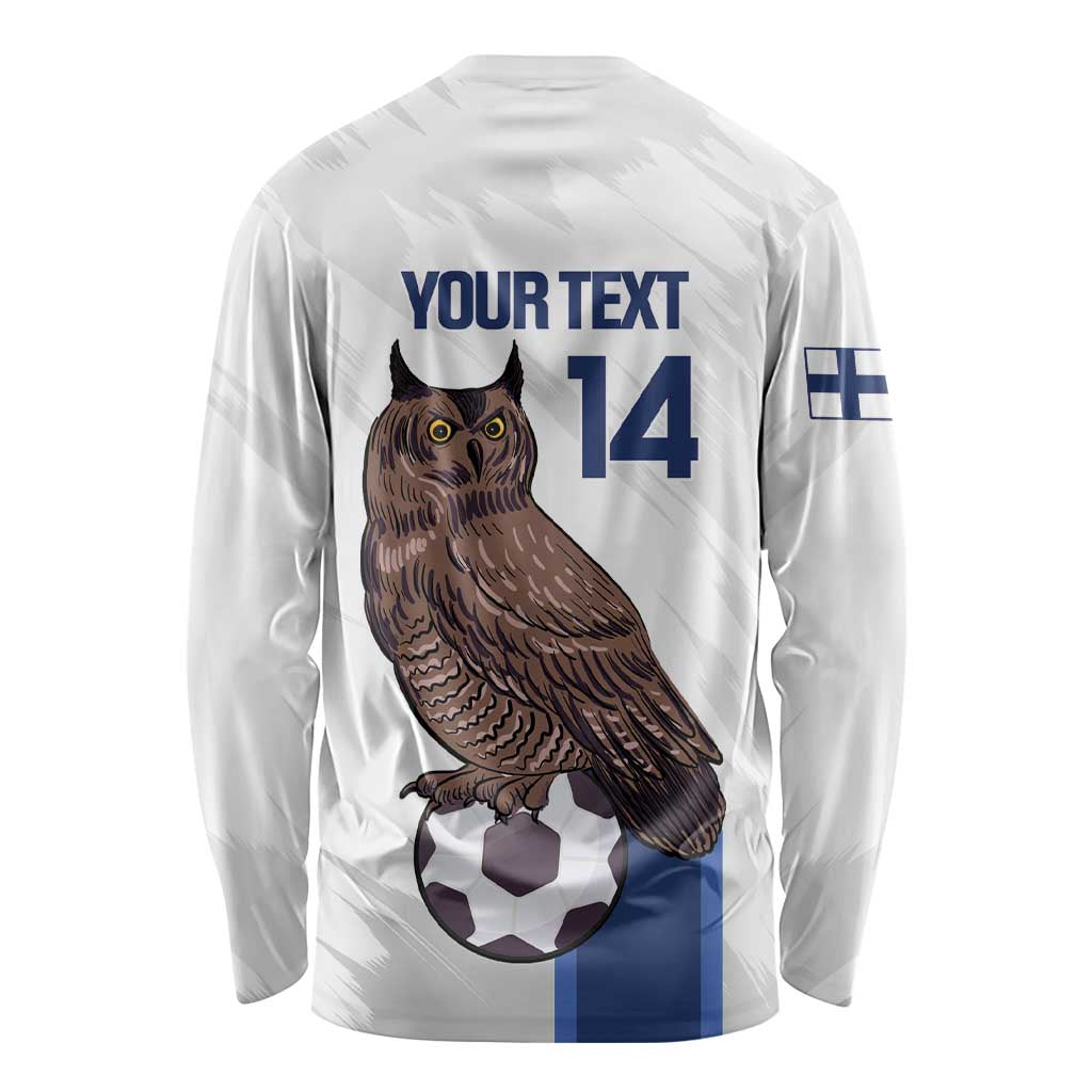 Custom Finland Football Long Sleeve Shirt Suomi Come On Huuhkajat
