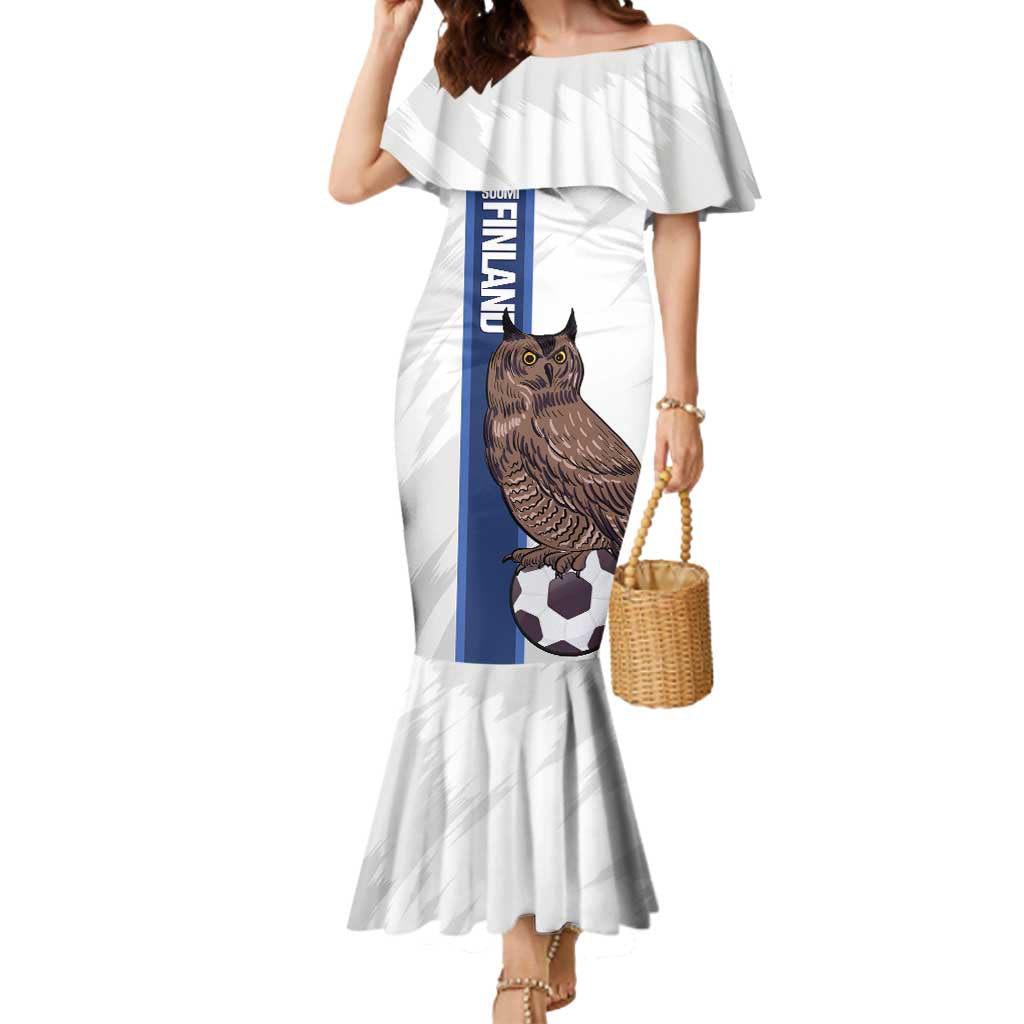 Custom Finland Football Mermaid Dress Suomi Come On Huuhkajat