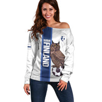 Custom Finland Football Off Shoulder Sweater Suomi Come On Huuhkajat