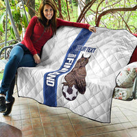 Custom Finland Football Quilt Suomi Come On Huuhkajat