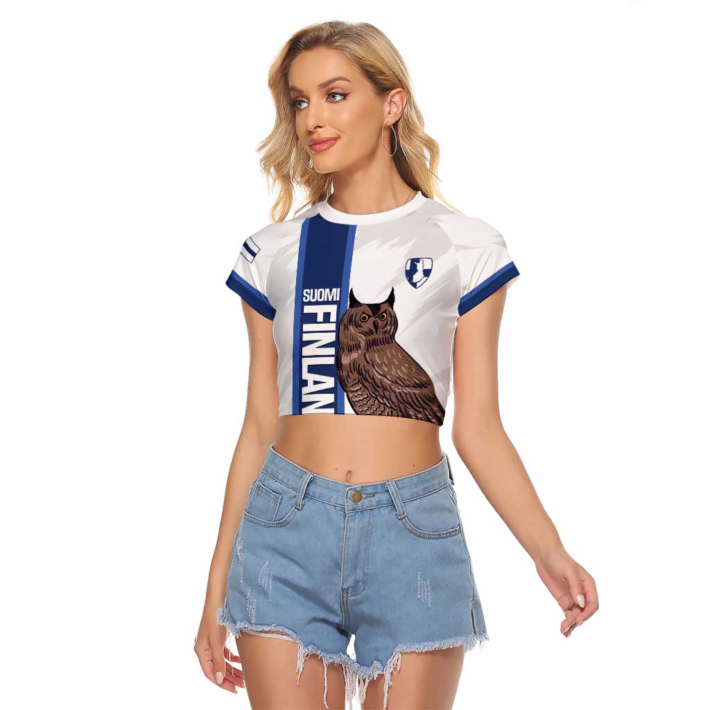 Custom Finland Football Raglan Cropped T Shirt Suomi Come On Huuhkajat