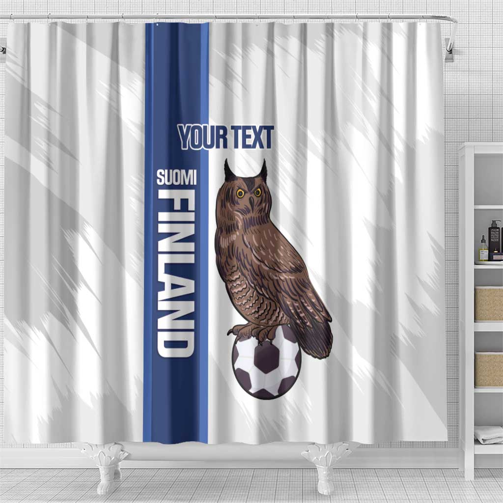 Custom Finland Football Shower Curtain Suomi Come On Huuhkajat