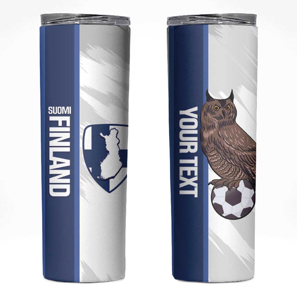 Custom Finland Football Skinny Tumbler Suomi Come On Huuhkajat