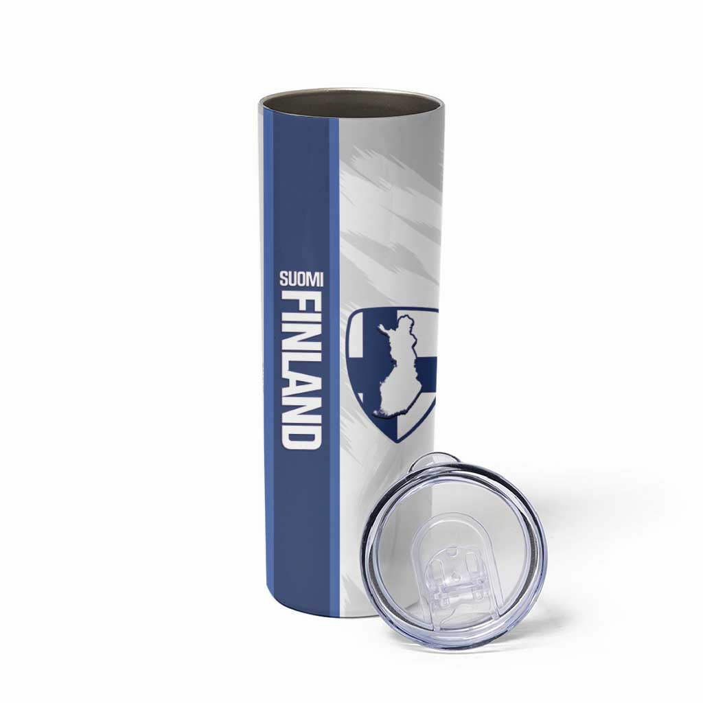 Custom Finland Football Skinny Tumbler Suomi Come On Huuhkajat