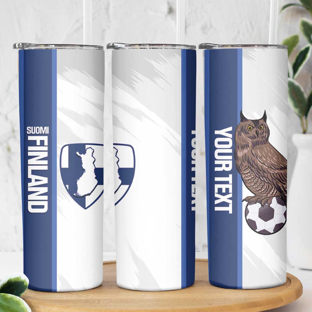 Custom Finland Football Skinny Tumbler Suomi Come On Huuhkajat