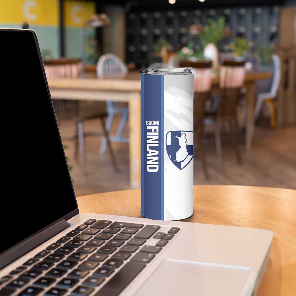 Custom Finland Football Skinny Tumbler Suomi Come On Huuhkajat