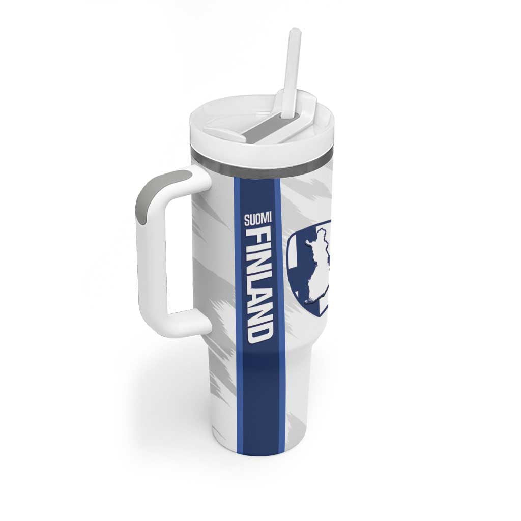 Custom Finland Football Tumbler With Handle Suomi Come On Huuhkajat