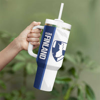 Custom Finland Football Tumbler With Handle Suomi Come On Huuhkajat