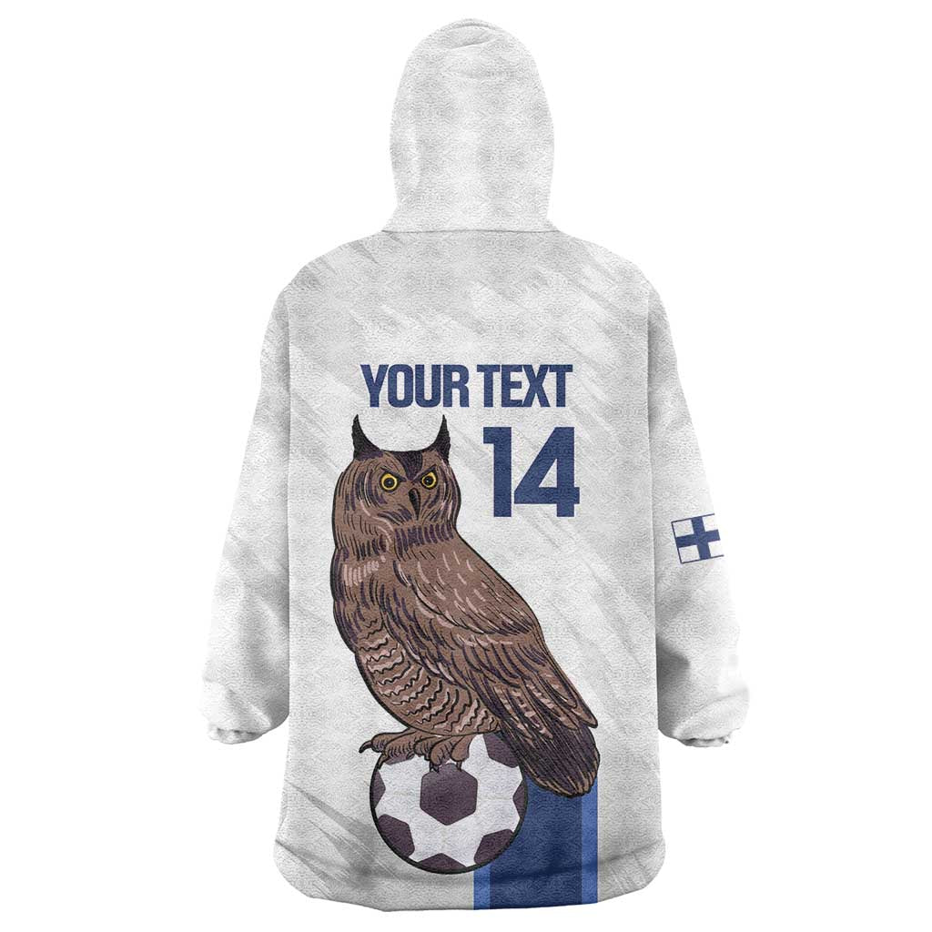 Custom Finland Football Wearable Blanket Hoodie Suomi Come On Huuhkajat