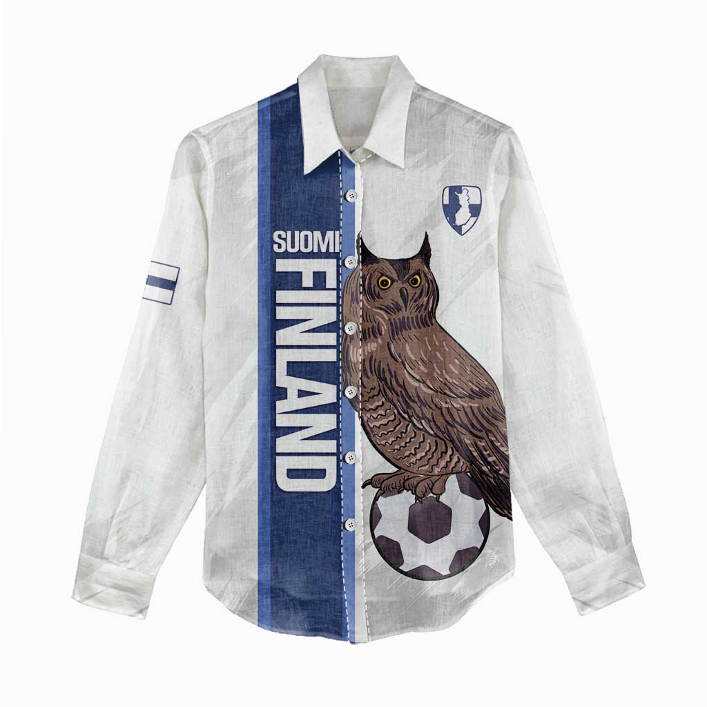 Custom Finland Football Women Casual Shirt Suomi Come On Huuhkajat