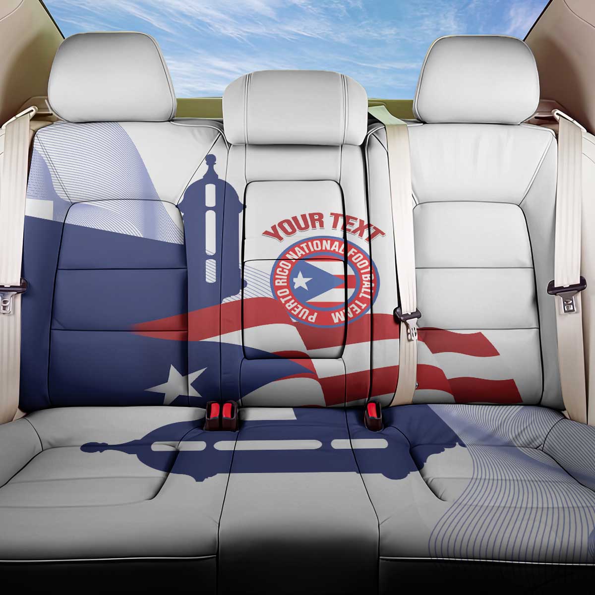 Custom Puerto Rico Football Back Car Seat Cover Vamos Los Boricuas