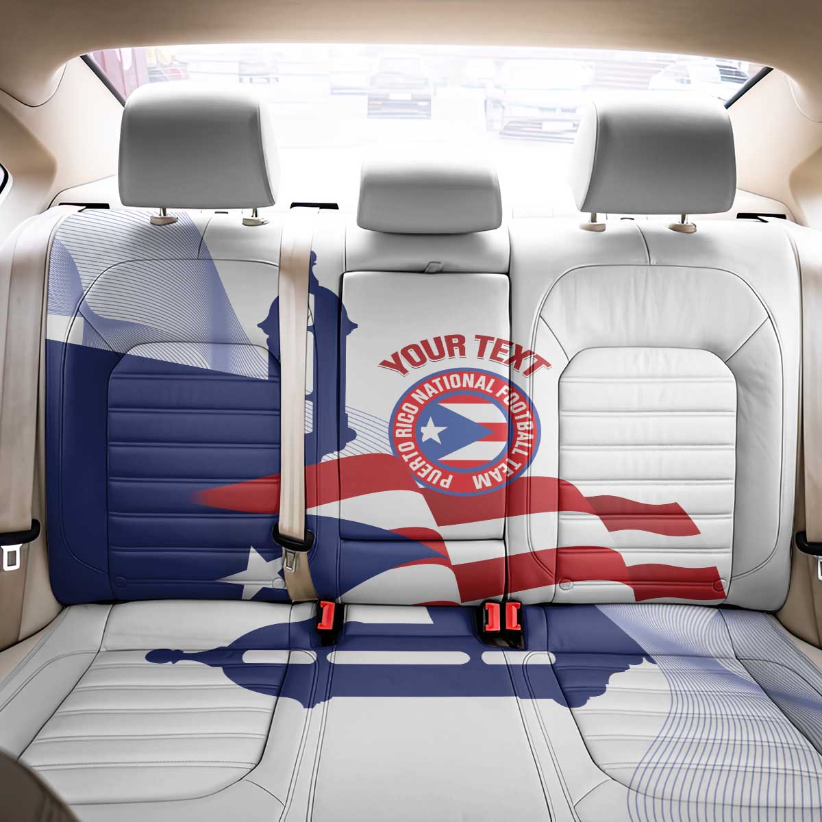 Custom Puerto Rico Football Back Car Seat Cover Vamos Los Boricuas