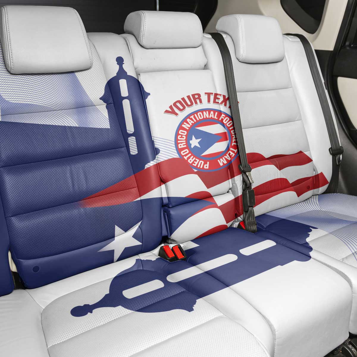 Custom Puerto Rico Football Back Car Seat Cover Vamos Los Boricuas